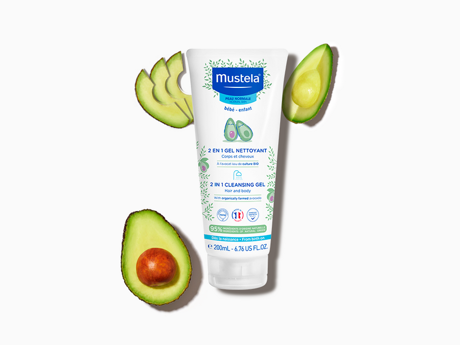 Mustela 2-in-1 Body & Hair Cleansing Gel with Organic avocado, for Normal Skin (200ml)