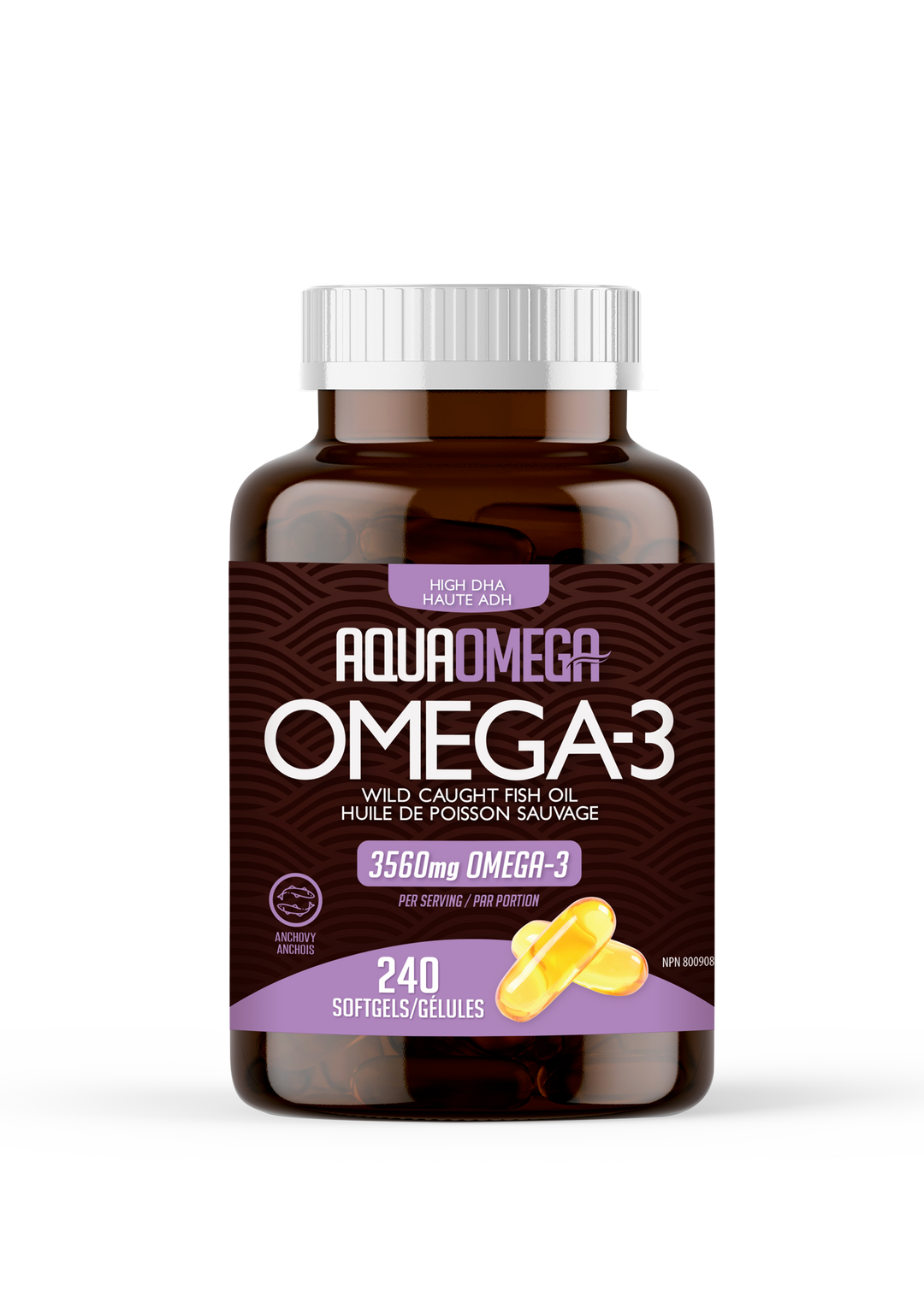 AquaOmega High DHA Omega-3 Fish Oil 240 Softgels