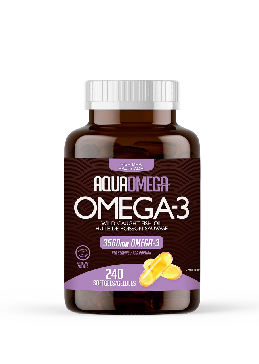 AquaOmega High DHA Omega-3 Fish Oil 240 Softgels