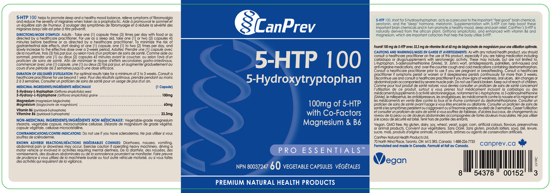CanPrev 5-HTP 100 With B6 & Mag