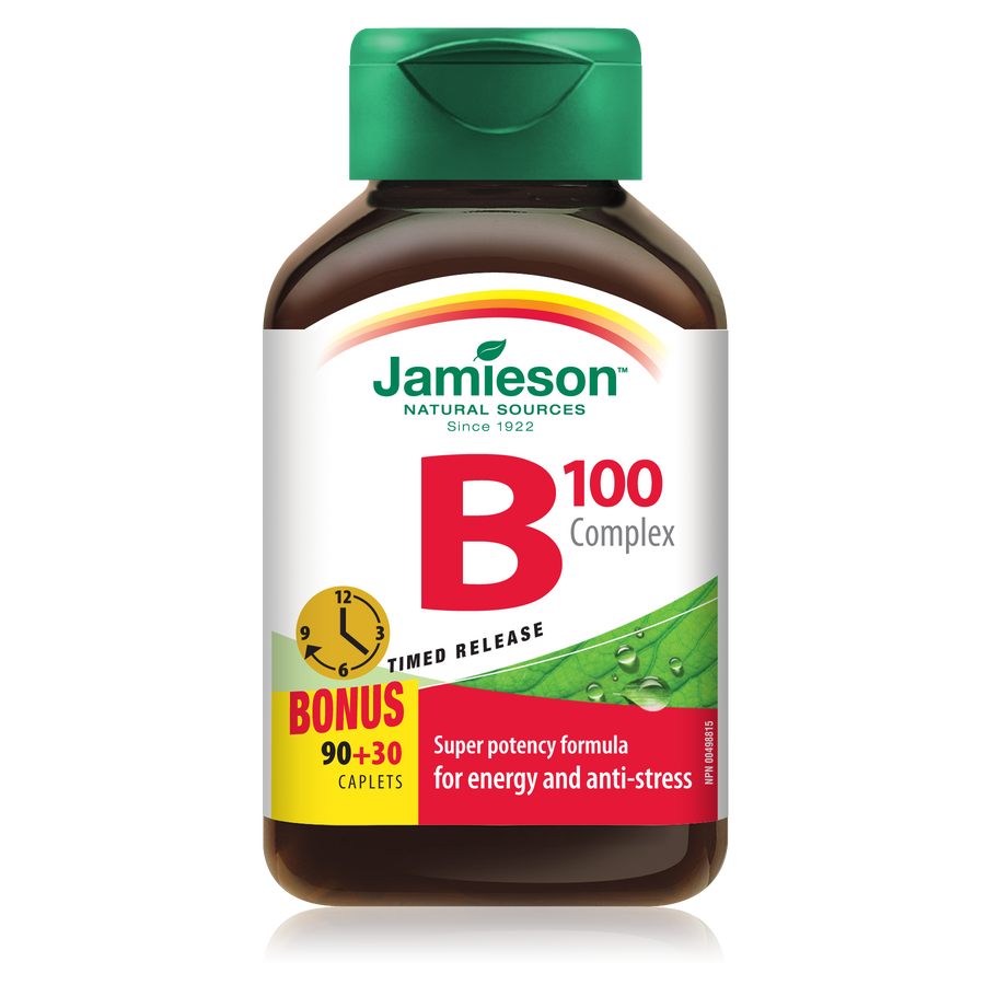Jamieson B-Complex 100mg - Time Release 90's+30's Free