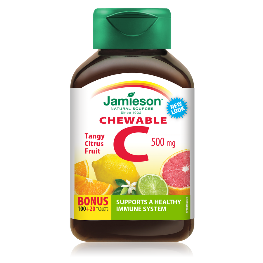 Jamieson Vit. C 500mg Chew - Citrus Fruit 100's+20's Free