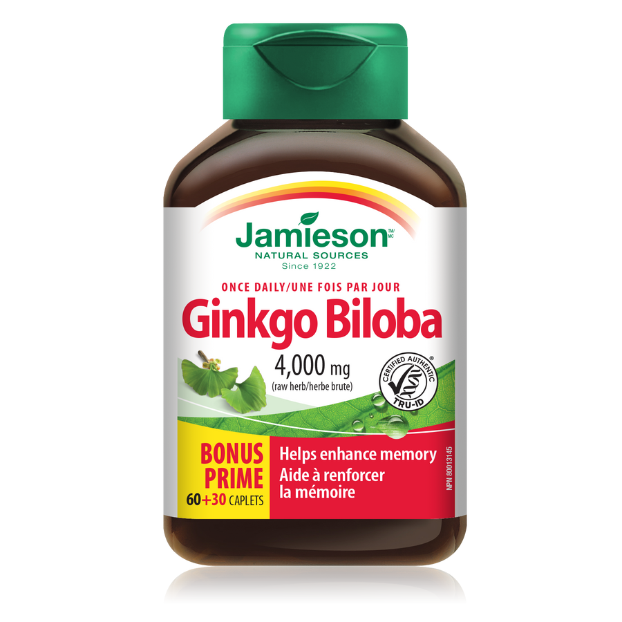 Jamieson Ginkgo Biloba 4,000mg 60's + 30's Free