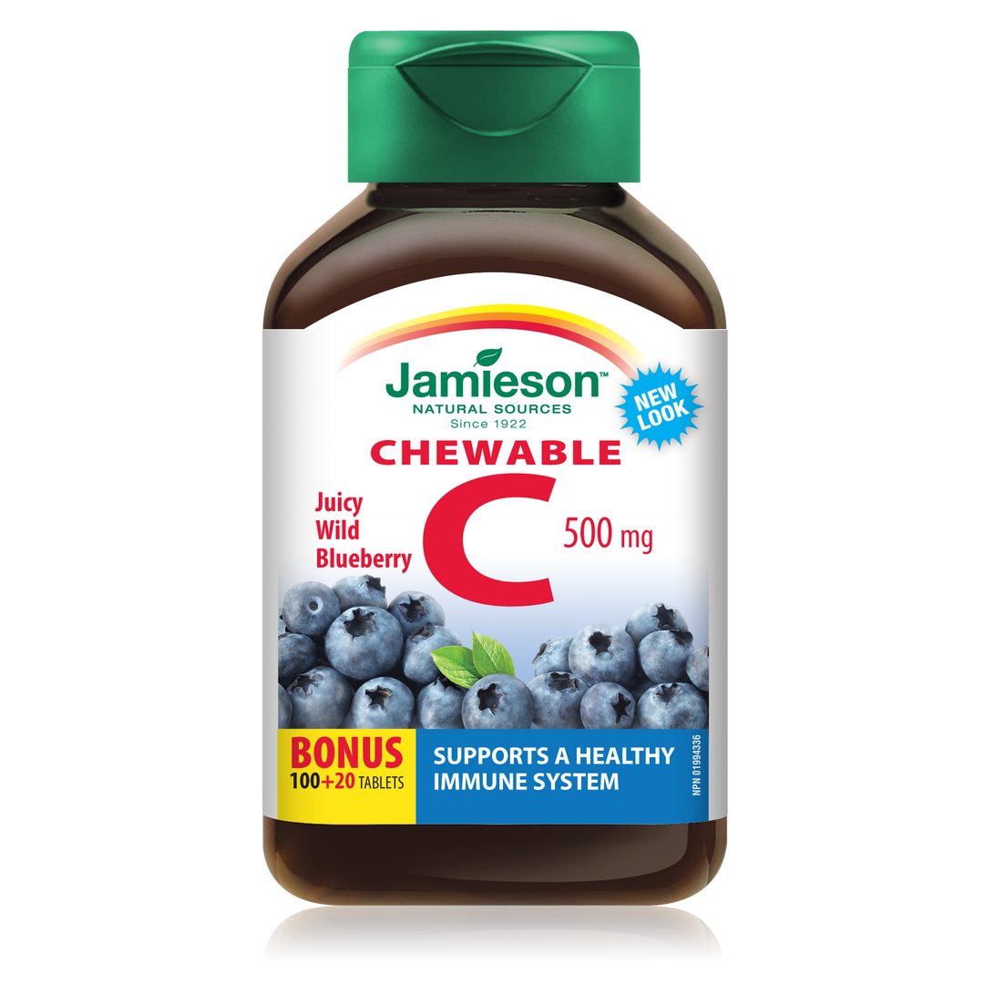 Jamieson Vit. C 500mg Chew - Blueberry Flavour 100's+20's Free