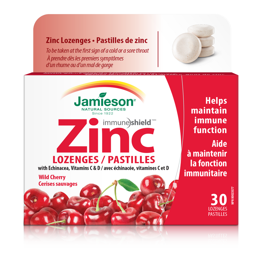 Jamieson Zinc Lozenges w Echinacea, Vit. C+D - Wild Cherry