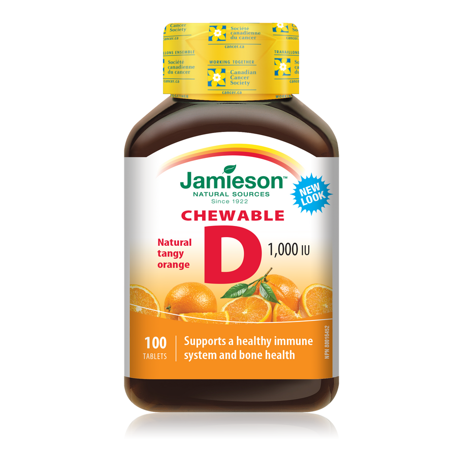 Jamieson Vitamin D 1,000IU Chewable - Orange 100's