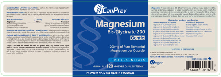 CanPrev Magnesium Bis-Glycinate 200 Gentle 120 vcap