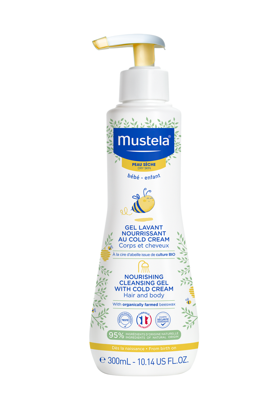 Mustela Nourishing Cleansing Gel with Cold Cream and Organic beeswax for Dry Skin (300ml)