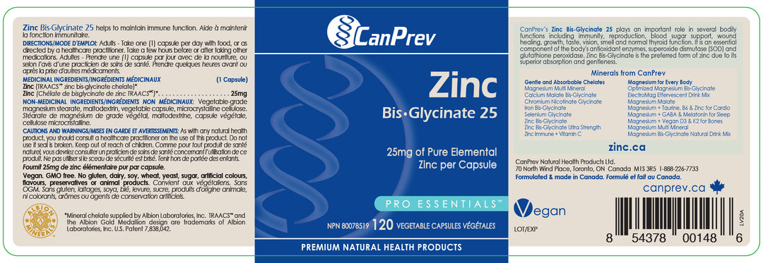 CanPrev Zinc Bis-Glycinate  25